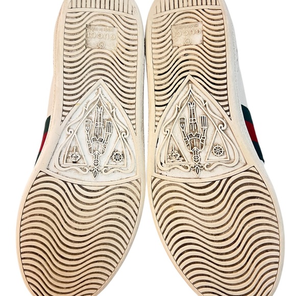 Gucci White Leather r Ace Low Top Sneakers - Picture 6 of 11